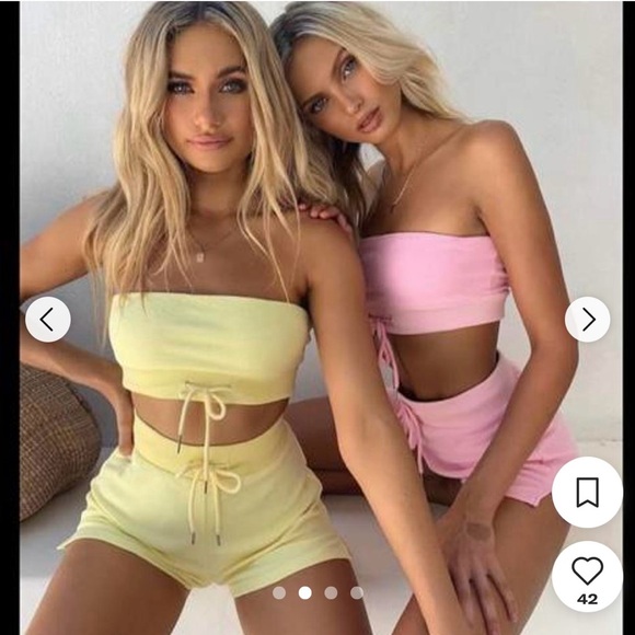 Tiger mist terry swim beach cover up set. Top is XXS and bottoms are S. - Picture 3 of 4